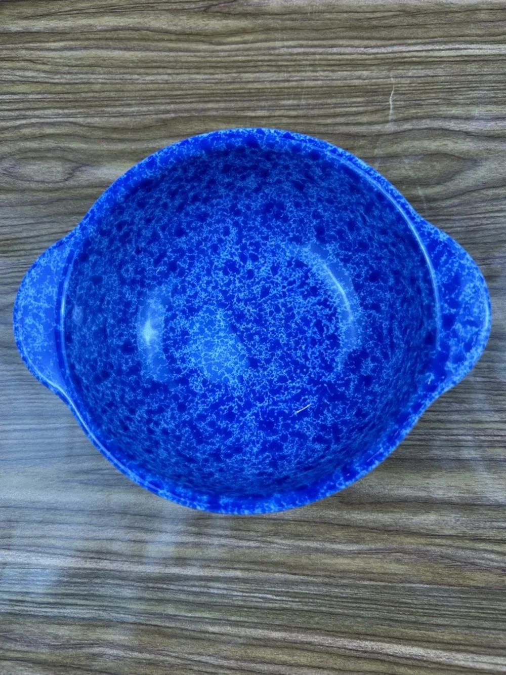 2 Vintage Coche Blue Spongeware Speckled Bowls Handled Stoneware 6.5” Portugal